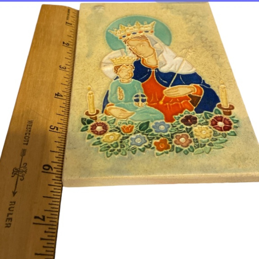 Colorful Religious Ceramic Art Plaque - Picture 3 of 4